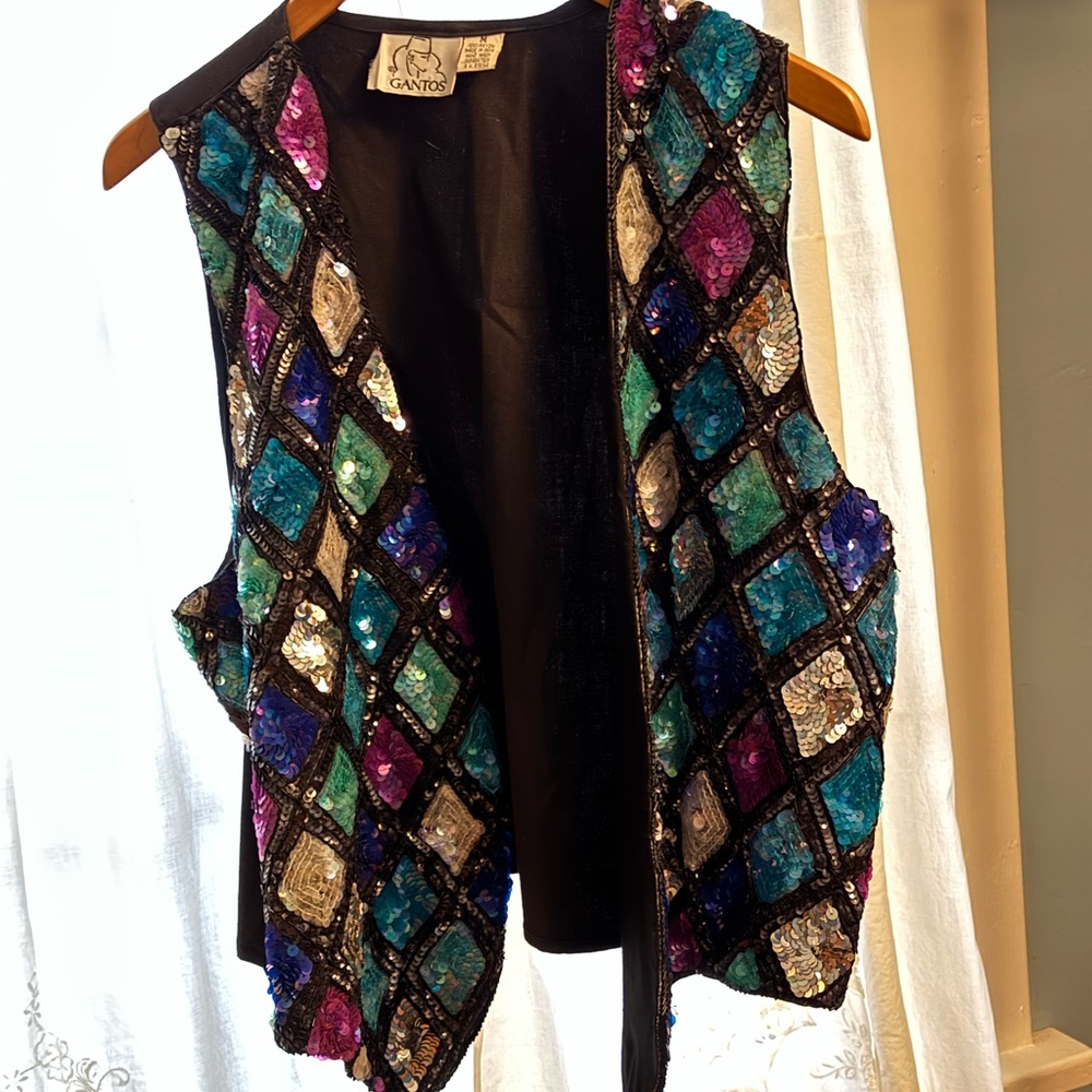 Vintage 1980s Gantos Multicolor Sequin Vest